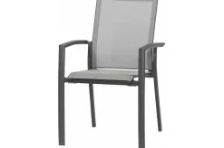 SIENA GARDEN Tirana/Velia Garten-Essgruppe, matt anthrazit/wood-grey, Aluminium/Keramik, Ausziehtisch, 6 Stapelsessel