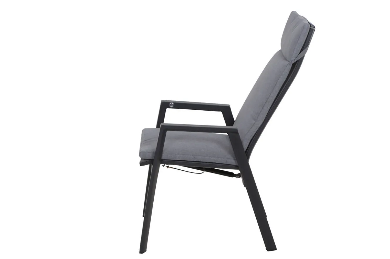 SIENA GARDEN Valencia Dining Sessel, anthrazit/grau, Aluminium, 68 x 60 x 112 cm, stufenlos verstellbar