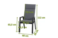 SIENA GARDEN Valencia Dining Sessel, anthrazit/grau, Aluminium, 68 x 60 x 112 cm, stufenlos verstellbar
