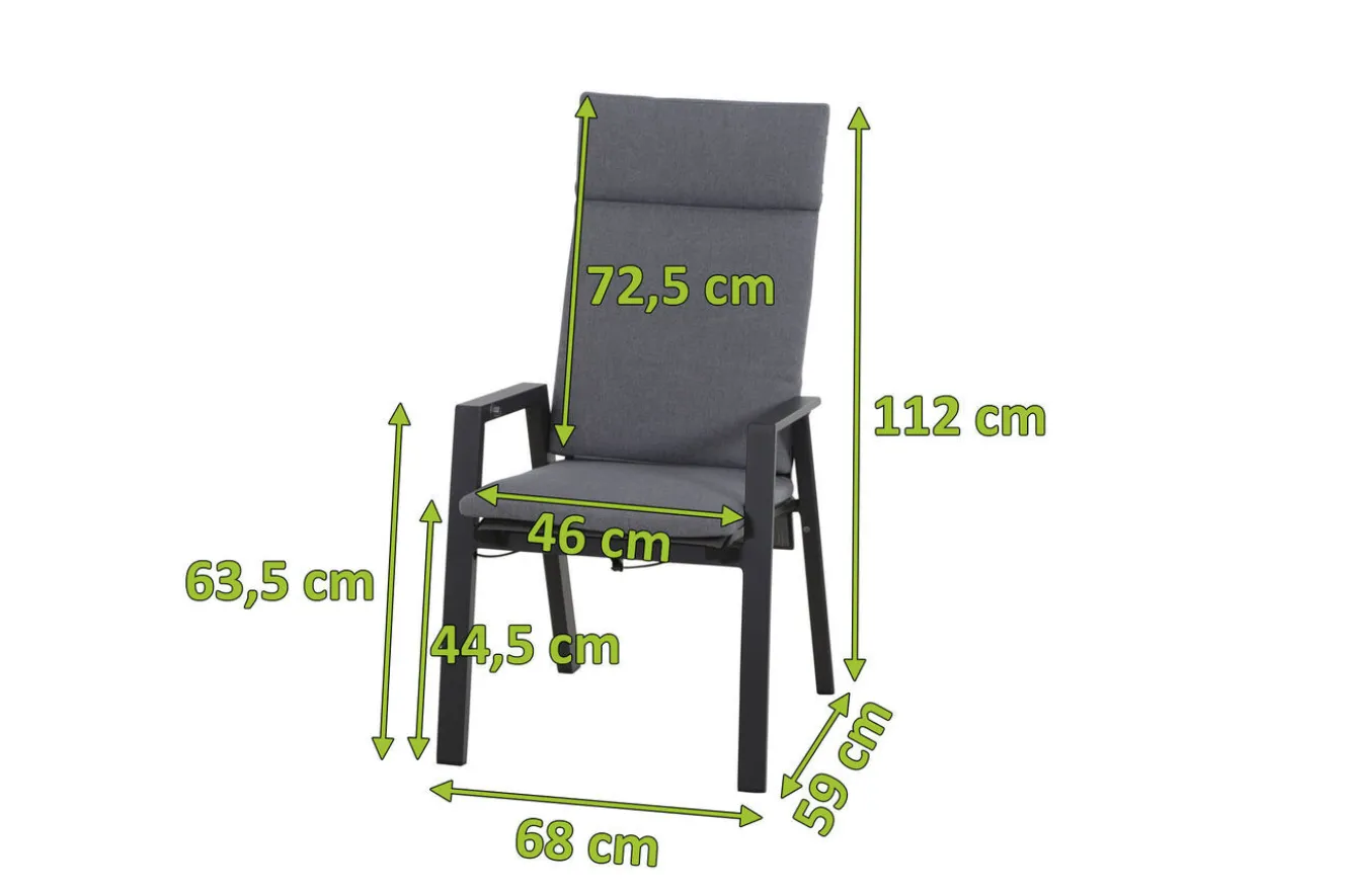 SIENA GARDEN Valencia Dining Sessel, anthrazit/grau, Aluminium, 68 x 60 x 112 cm, stufenlos verstellbar
