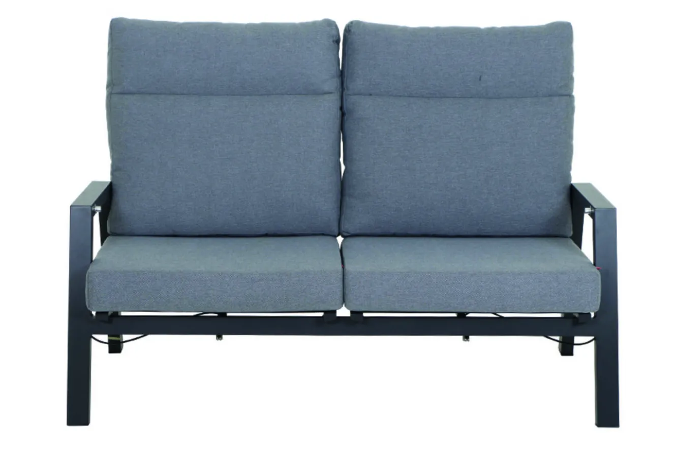 SIENA GARDEN Valencia 2-Sitzer Sofa, anthrazit matt, Alu/Ranotex, 152 x 82 x 99 cm, stufenlos verstellbar, inkl. Kissen