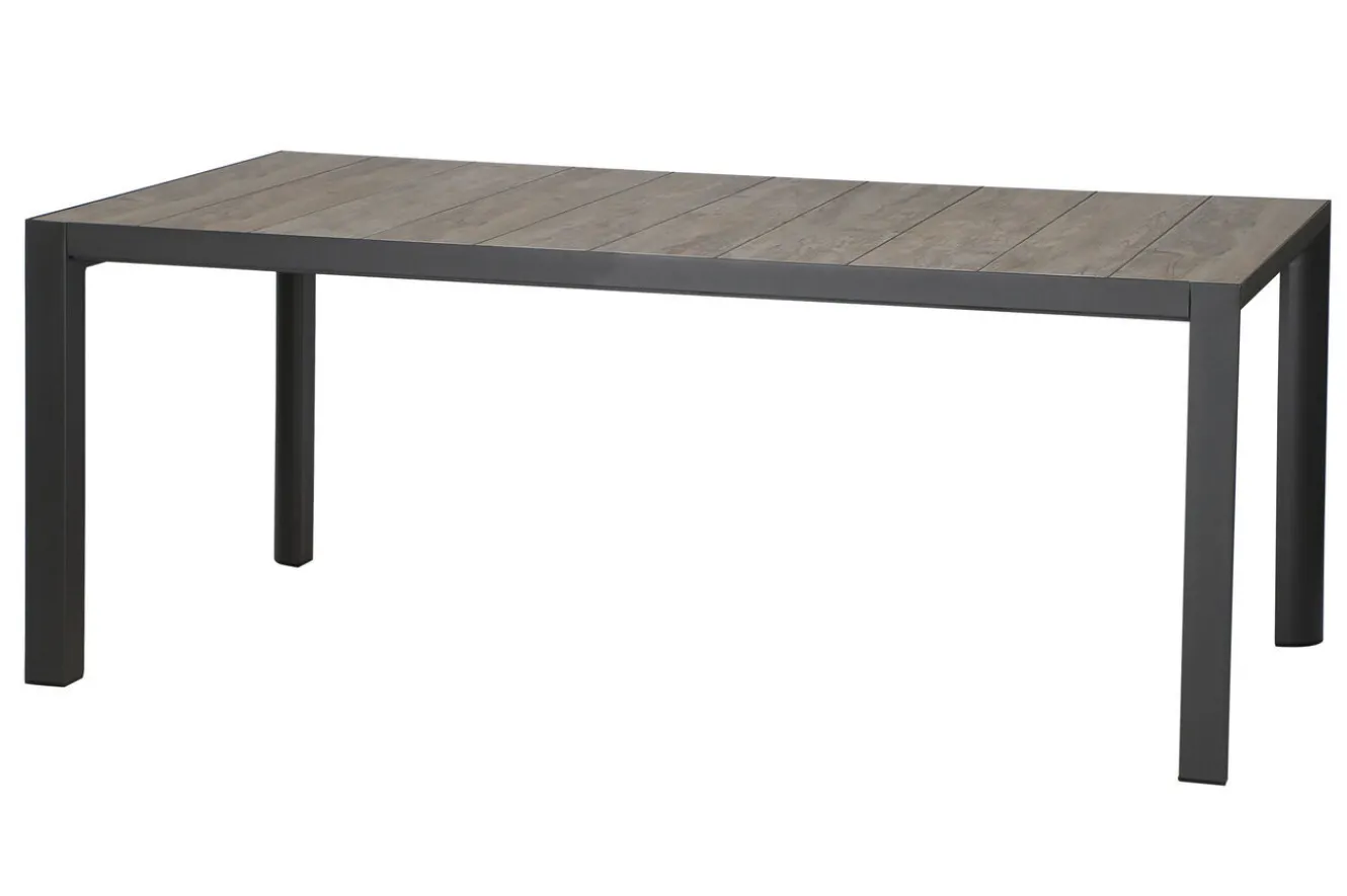 SIENA GARDEN Velia / Silva Garten-Essgruppe, anthrazit/washed grey, Alu/Ranotex/Keramik, 6 Sessel, Tisch 180 x 100 cm