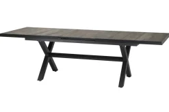 SIENA GARDEN Velia / Sincro Garten-Essgruppe, anthrazit/natur-grau, Alu/Ranotex/Keramik, 6 Sessel, Ausziehtisch 200/260 x 100 cm