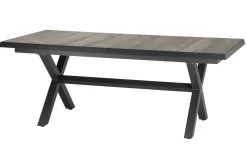 SIENA GARDEN Velia / Sincro Garten-Essgruppe, anthrazit/natur-grau, Alu/Ranotex/Keramik, 6 Sessel, Ausziehtisch 200/260 x 100 cm