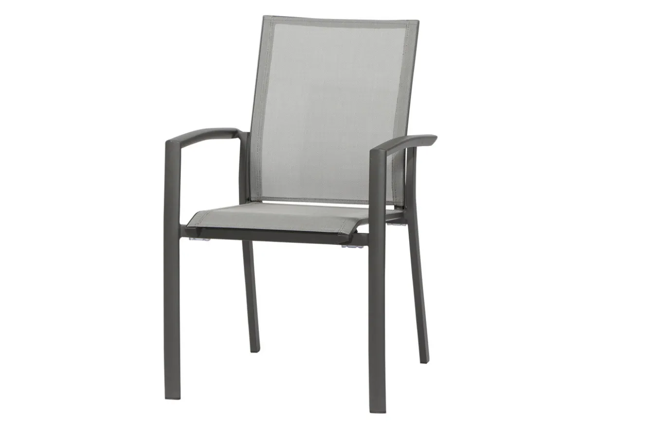 SIENA GARDEN Velia / Sincro Garten-Essgruppe, anthrazit/natur-grau, Alu/Ranotex/Keramik, 10 Sessel, Ausziehtisch 200/260 x 100 cm