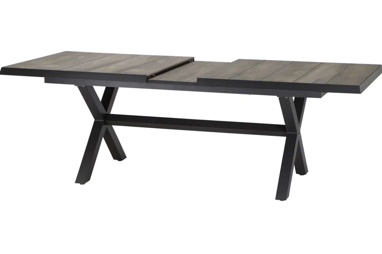 SIENA GARDEN Velia / Sincro Garten-Essgruppe, anthrazit/natur-grau, Alu/Ranotex/Keramik, 10 Sessel, Ausziehtisch 200/260 x 100 cm