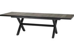 SIENA GARDEN Velia / Sincro Garten-Essgruppe, anthrazit/natur-grau, Alu/Ranotex/Keramik, 10 Sessel, Ausziehtisch 200/260 x 100 cm