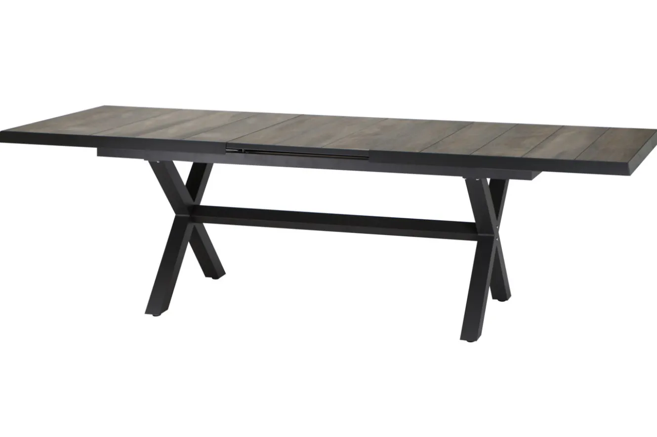 SIENA GARDEN Velia / Sincro Garten-Essgruppe, anthrazit/natur-grau, Alu/Ranotex/Keramik, 10 Sessel, Ausziehtisch 200/260 x 100 cm