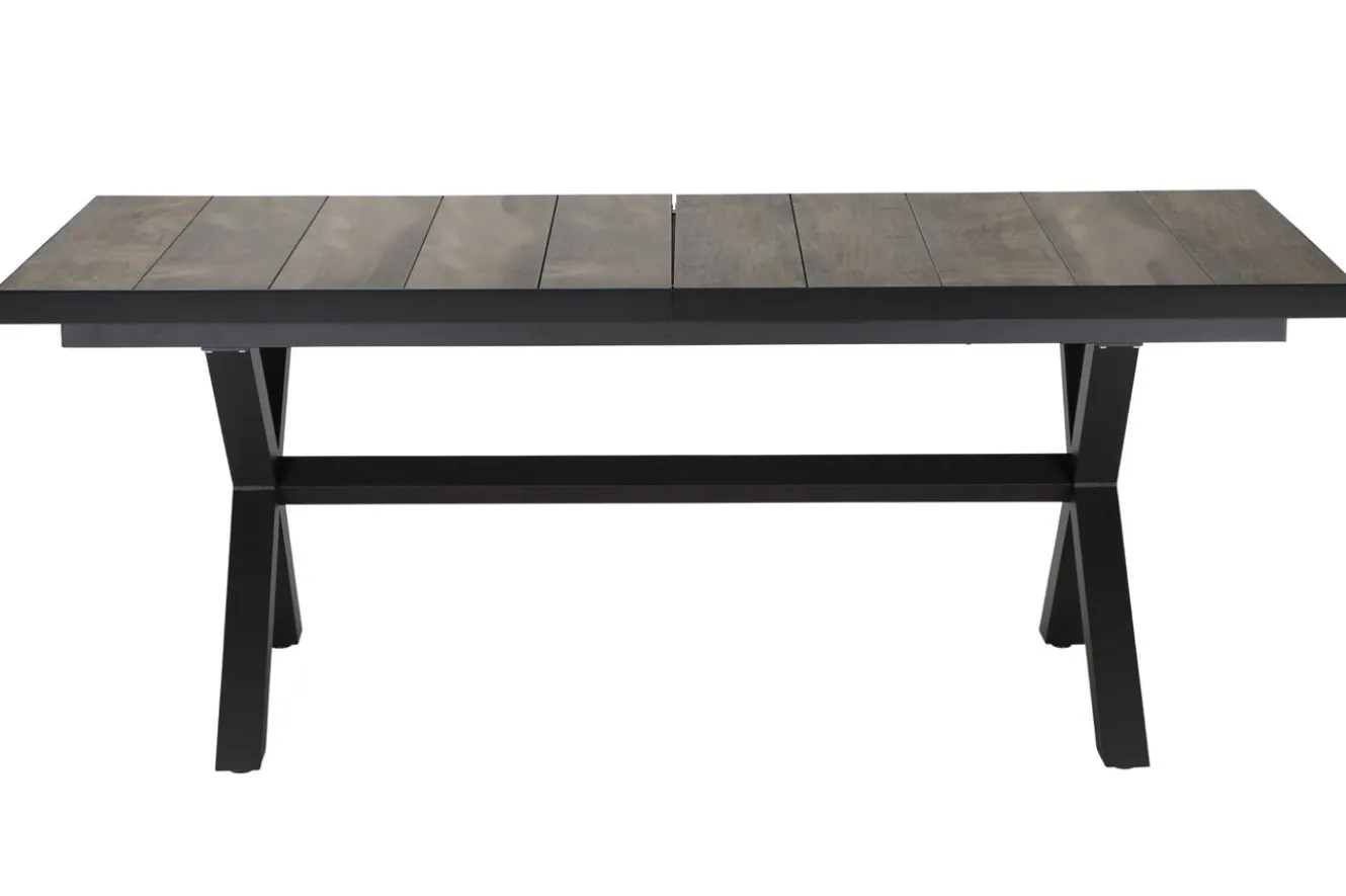 SIENA GARDEN Velia / Sincro Garten-Essgruppe, anthrazit/natur-grau, Alu/Ranotex/Keramik, 10 Sessel, Ausziehtisch 200/260 x 100 cm