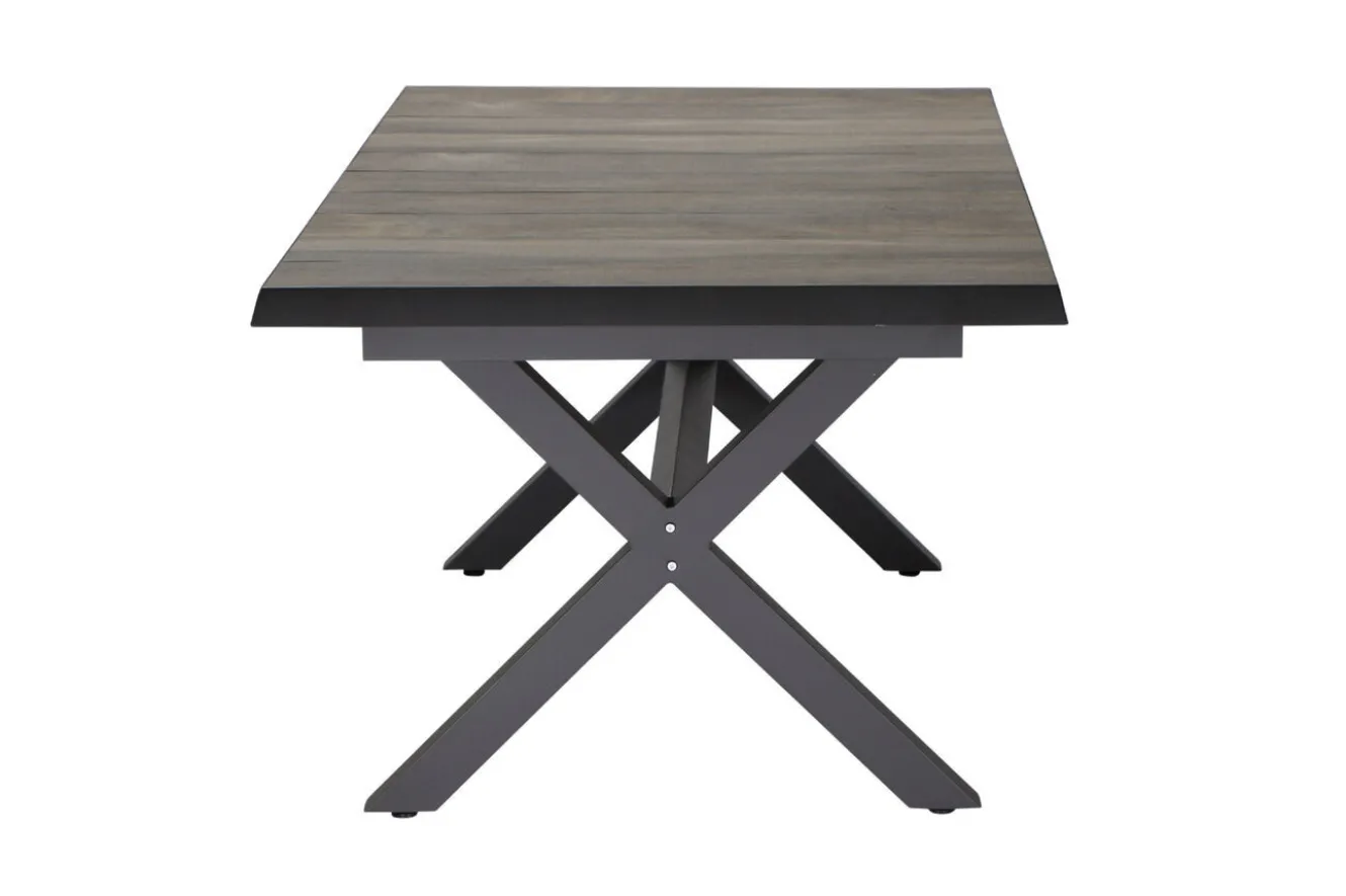 SIENA GARDEN Velia/Sincro Garten-Essgruppe, anthrazit/natur-grau, Alu/Ranotex/Keramik, 8 Sessel, Ausziehtisch 200/260 x 100 cm