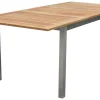 STERN Cardiff Garten-Essgruppe, silber/silbergrau, Edelstahl/Teak, Tisch 150/200 x 90 cm, 6 Stapelsessel