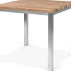 STERN Cardiff Garten-Essgruppe, silber/taupe, Edelstahl/recyceltes Teak, Tisch 90 x 90 cm, 4 Stapelsessel, FSC®-zertifiziertes Produkt
