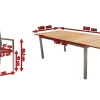 STERN Cardiff Garten-Essgruppe, silber/silbergrau, Edelstahl/Teak, Tisch 180/240 x 100 cm, 6 Stapelsessel, FSC®-zertifiziertes Produkt