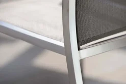 STERN Cardiff Stapelsessel, silber/taupe, Edelstahl/Textil, ca. 61x57x92 cm, Armlehnen Teak