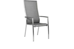 STERN Cardiff Stapelsessel, silbergrau, Edelstahl/Textil/Aluminiumarmlehnen, 68,5x56x110 cm, stapelbar