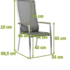 STERN Cardiff Stapelsessel, silbergrau, Edelstahl/Textil/Armlehnen aus Teak, 68,5x56x110 cm, stapelbar