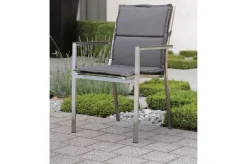 STERN Cardiff Stapelsessel, silbergrau, Edelstahl/Textil/Aluminiumarmlehnen, 61x57x92 cm, stapelbar
