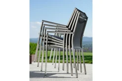 STERN Cardiff Stapelsessel, silbergrau, Edelstahl/Textil/Aluminiumarmlehnen, 61x57x92 cm, stapelbar