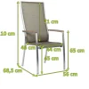 STERN Cardiff Stapelsessel, silber/taupe, Edelstahl/Textil/Armlehnen aus Teak, 68,5x56x110 cm, stapelbar