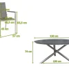 STERN Garten-Essgruppe, silber/grau, Edelstahl/Textil/Alu/Glaskeramik, Tisch Ø150cm, 5 Stapelsessel