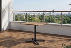 STERN Livorno 2 Klapptisch, anthrazit, Aluminium/Old Teak, 80 x 80 cm, klappbar, Kreuzfußgestell