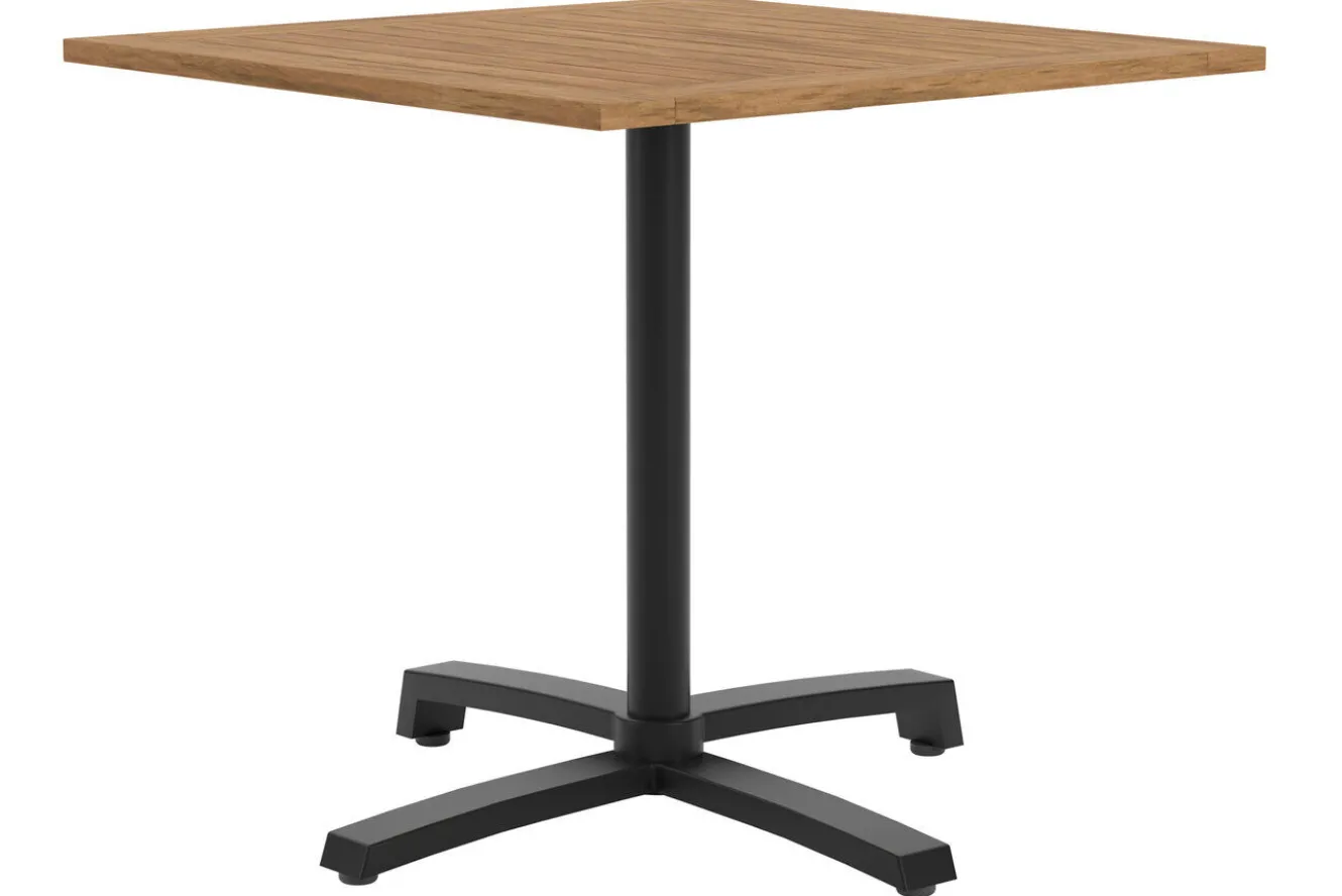 STERN Livorno 2 Klapptisch, anthrazit, Aluminium/Old Teak, 80 x 80 cm, klappbar, Kreuzfußgestell