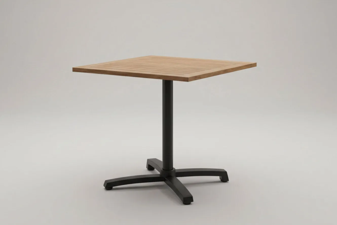 STERN Livorno 2 Klapptisch, anthrazit, Aluminium/Old Teak, 80 x 80 cm, klappbar, Kreuzfußgestell