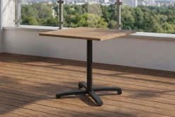 STERN Livorno 2 Klapptisch, anthrazit, Aluminium/Old Teak, 80 x 80 cm, klappbar, Kreuzfußgestell