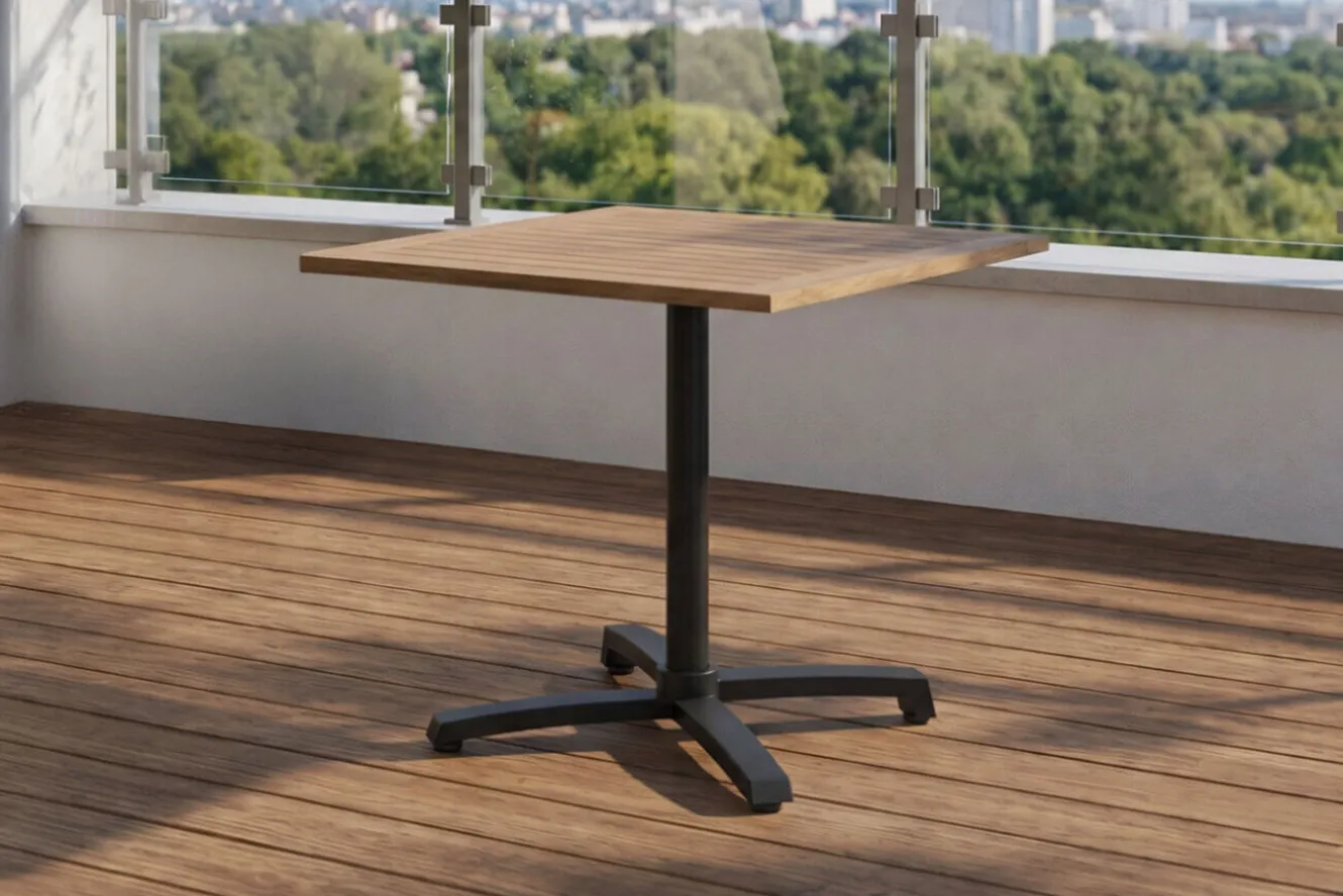 STERN Livorno 2 Klapptisch, anthrazit, Aluminium/Old Teak, 80 x 80 cm, klappbar, Kreuzfußgestell