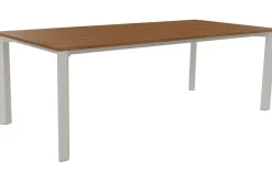 STERN NEW LEVANTO/PENTA Garten-Essgruppe, greige/Sesam, Aluminium/Textilen/Teak, Tisch 220 x 100 cm, 6 Stapelstühle