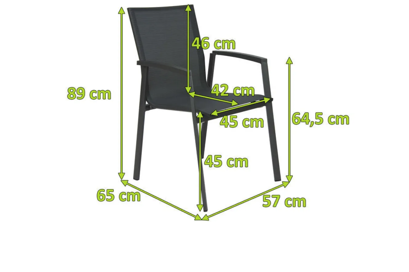 STERN New Top Stapelsessel, anthrazit/karbon, Aluminium/Textil, 65x57x89 cm, pulverbeschichtet, stapelbar