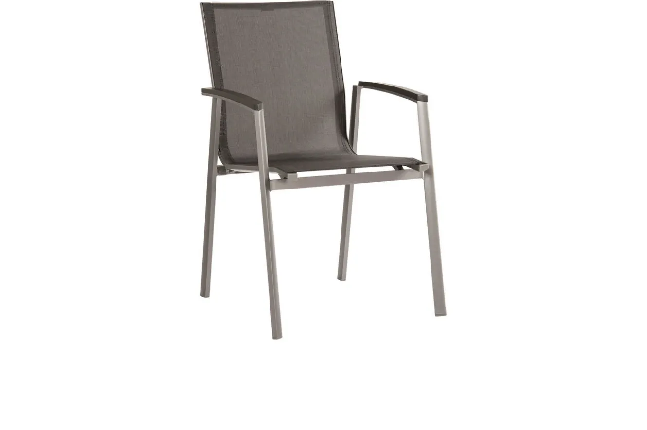 STERN New Top Stapelsessel, graphit/silbergrau, Aluminium/Textil, 65x57x89 cm, pulverbeschichtet, stapelbar