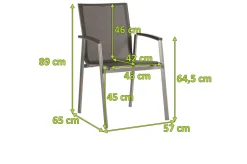 STERN New Top Stapelsessel, graphit/silbergrau, Aluminium/Textil, 65x57x89 cm, pulverbeschichtet, stapelbar
