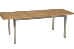 STERN Polaris Garten-Essgruppe, silbergrau, Edelstahl/Textil, 162/220 x 90 cm, 6 Pers., Teakholz