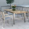 STERN Polaris Garten-Essgruppe, kaschmir, Edelstahl/Teak, Tisch 162/220 x 90 cm, 6 Personen, ausziehbar