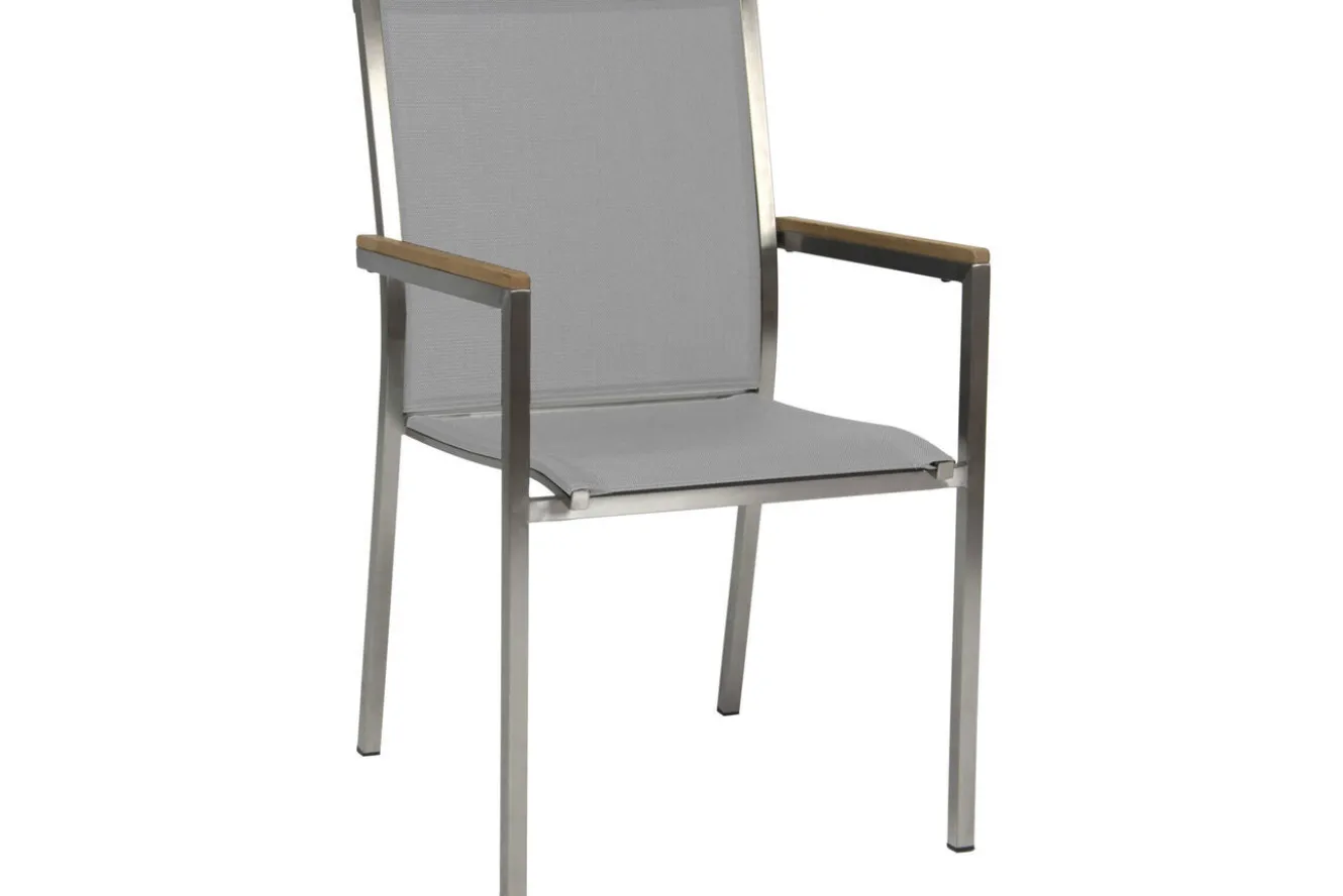 STERN Polaris Garten-Essgruppe, kaschmir, Edelstahl/Teak, Tisch 162/220 x 90 cm, 6 Personen, ausziehbar
