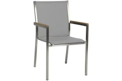 STERN Polaris Stapelsessel, Kaschmir, Edelstahl/Textilene/Teakholz, 61x54x89 cm, Korrosionsbeständig, Pflegeleicht, Langlebig
