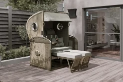 Sunny Smart Rustikal 305 Z Comfort XL Strandkorb, 2-Sitzer, Liegemodell, Pinienholz/PE-Geflecht, inkl. Kissengarnitur