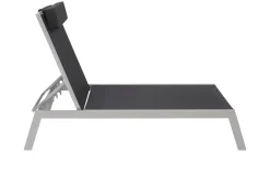 VILLANA 2er-Set Sonnenliegen, silber/schwarz, Alu/Textil, 198x66x32cm, mit Beistelltisch 45x45cm