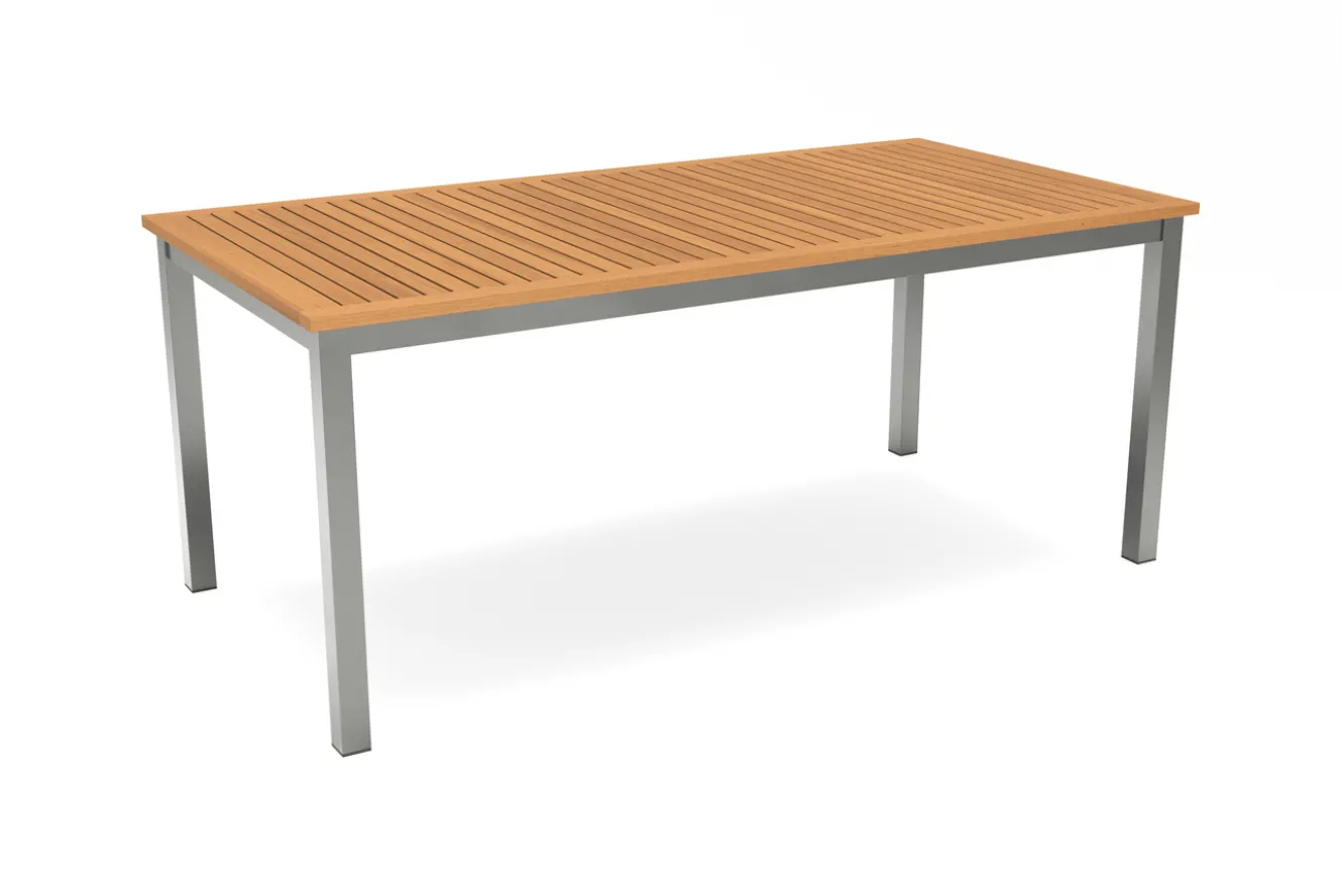 VILLANA Esstisch, Garten-Essgruppe, Silber, Aluminium/Eukalyptus, 180 x 90 cm, witterungsbeständig, hohe Belastbarkeit, FSC®-zertifiziertes Produkt