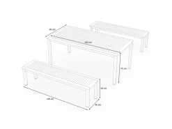 VILLANA Esstisch, Garten-Essgruppe, Silber, Aluminium/Eukalyptus, 180 x 90 cm, witterungsbeständig, hohe Belastbarkeit, FSC®-zertifiziertes Produkt