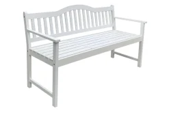 VILLANA Gartenbank, weiß, Akazie, 152 x 59 x 86 cm, 2-3 Personen, Klapptisch-Funktion, FSC®-zertifiziertes Produkt