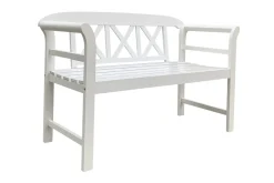 VILLANA Gartenbank, weiß, Akazie, 128 x 54 x 81 cm, 2 Personen, FSC®-zertifiziertes Produkt