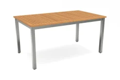 VILLANA Garten-Essgruppe mit 6 Klappstühlen, silber, Alu/Eukalyptus, ausziehbarer Tisch 150/200 x 90 cm, FSC®-zertifiziertes Produkt