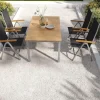 VILLANA Garten-Essgruppe mit 4 Klappstühlen, silber, Alu/Eukalyptus, ausziehbarer Tisch 150/200 x 90 cm, FSC®-zertifiziertes Produkt