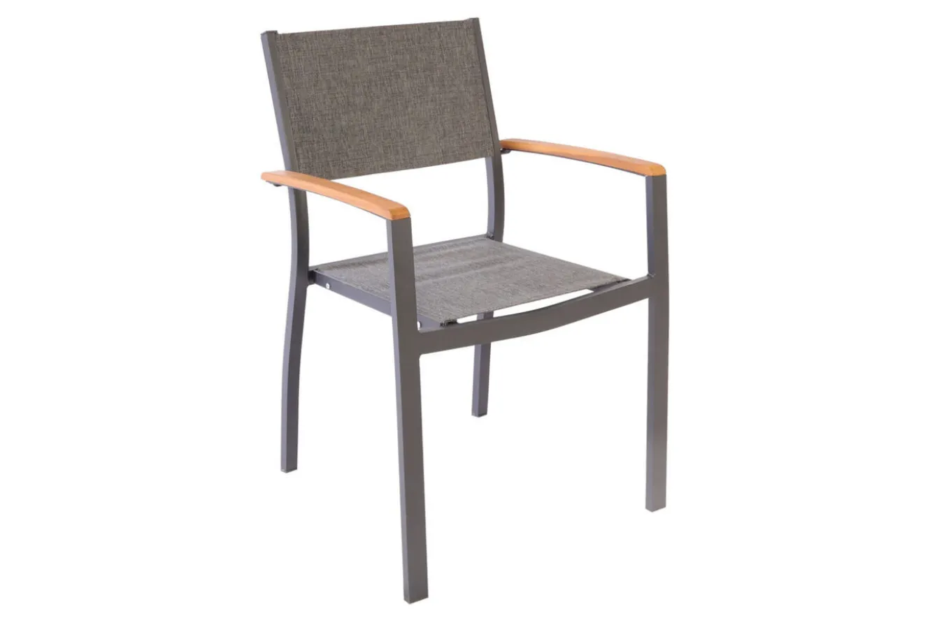 VILLANA Garten-Essgruppe mit 6 Sesseln, anthrazit/grau, Alu/Glas, Tisch ca. 160/220 x 90 cm, ausziehbar, witterungsbeständig, FSC®-zertifiziertes Produkt
