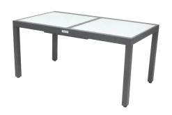 VILLANA Garten-Essgruppe mit 6 Sesseln, anthrazit/grau, Alu/Glas, Tisch ca. 160/220 x 90 cm, ausziehbar, witterungsbeständig, FSC®-zertifiziertes Produkt