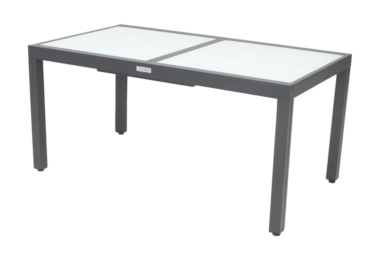 VILLANA Garten-Essgruppe mit 6 Sesseln, anthrazit/grau, Alu/Glas, Tisch ca. 160/220 x 90 cm, ausziehbar, witterungsbeständig, FSC®-zertifiziertes Produkt