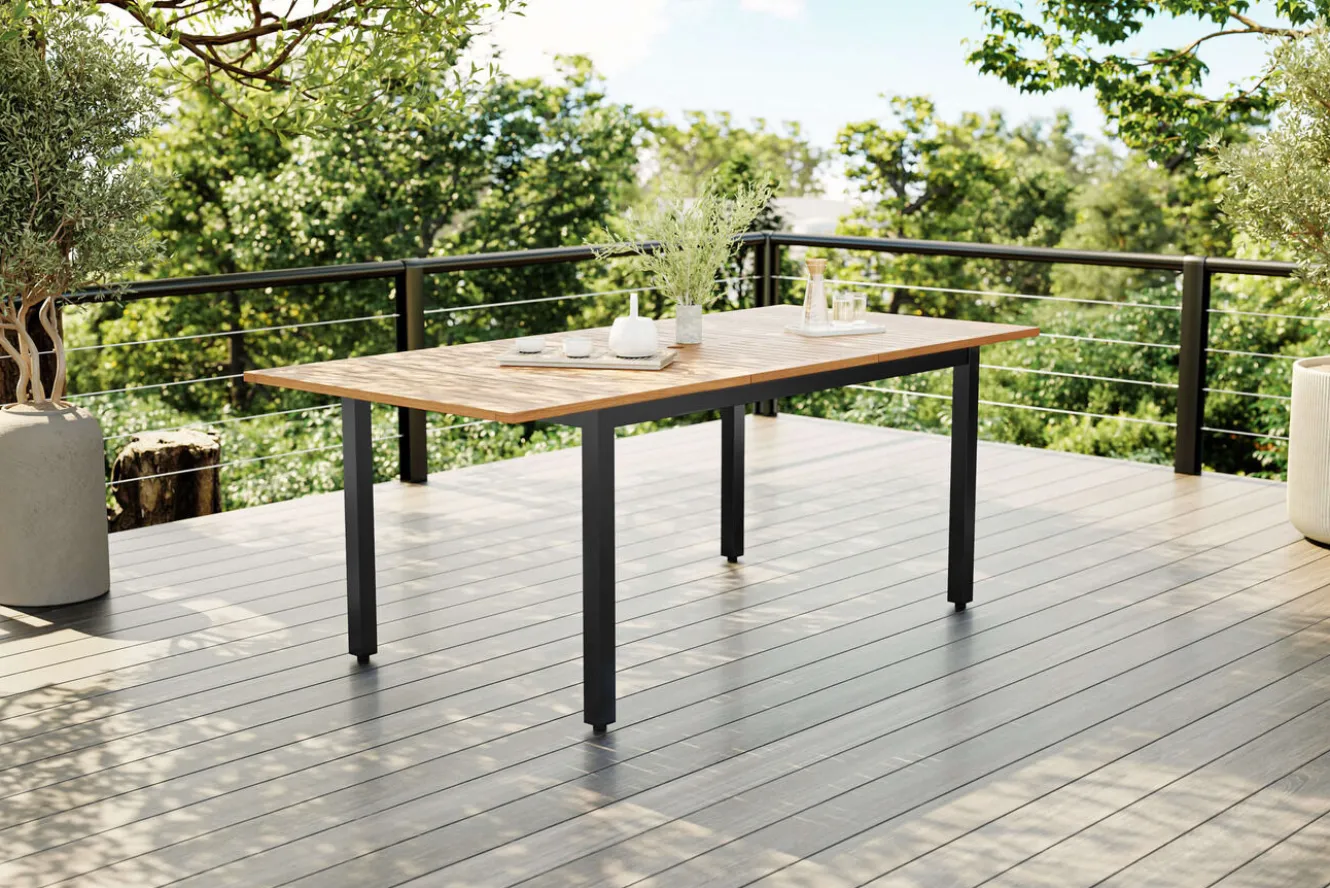 Villana Garten-Essgruppe, 6 Personen, ausziehbarer Tisch 150–200 cm, Aluminium /Eukalyptusholz FSC®-zertifiziert