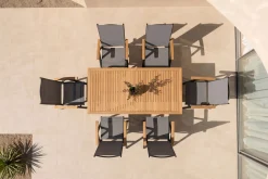 Villana Garten-Essgruppe, 6 Personen, ausziehbarer Tisch 150–200 cm, Aluminium /Eukalyptusholz FSC®-zertifiziert